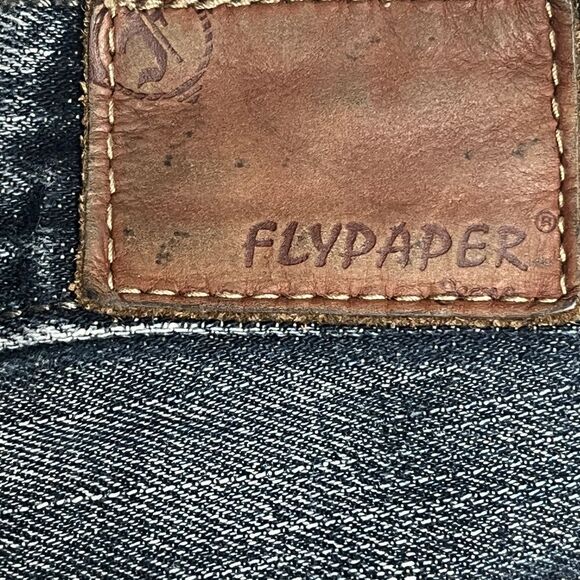 Flypaper Jeans Mens 33x31 Blue Denim Distressed Straight Leg Embroidered Pockets - Picture 3 of 11